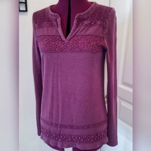 Lucky Brand long sleeve and lace knit top